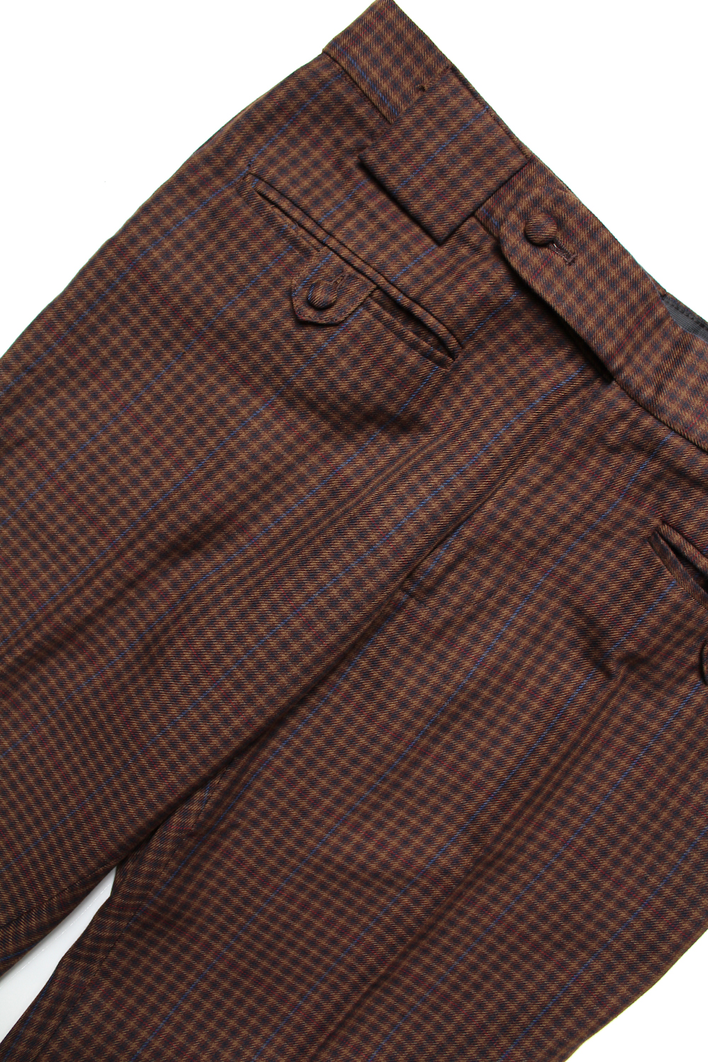 brown black red and blue tab pocket check trousers mendoza menswear black red and