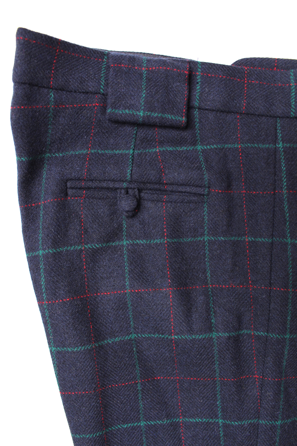 blue green check trousers