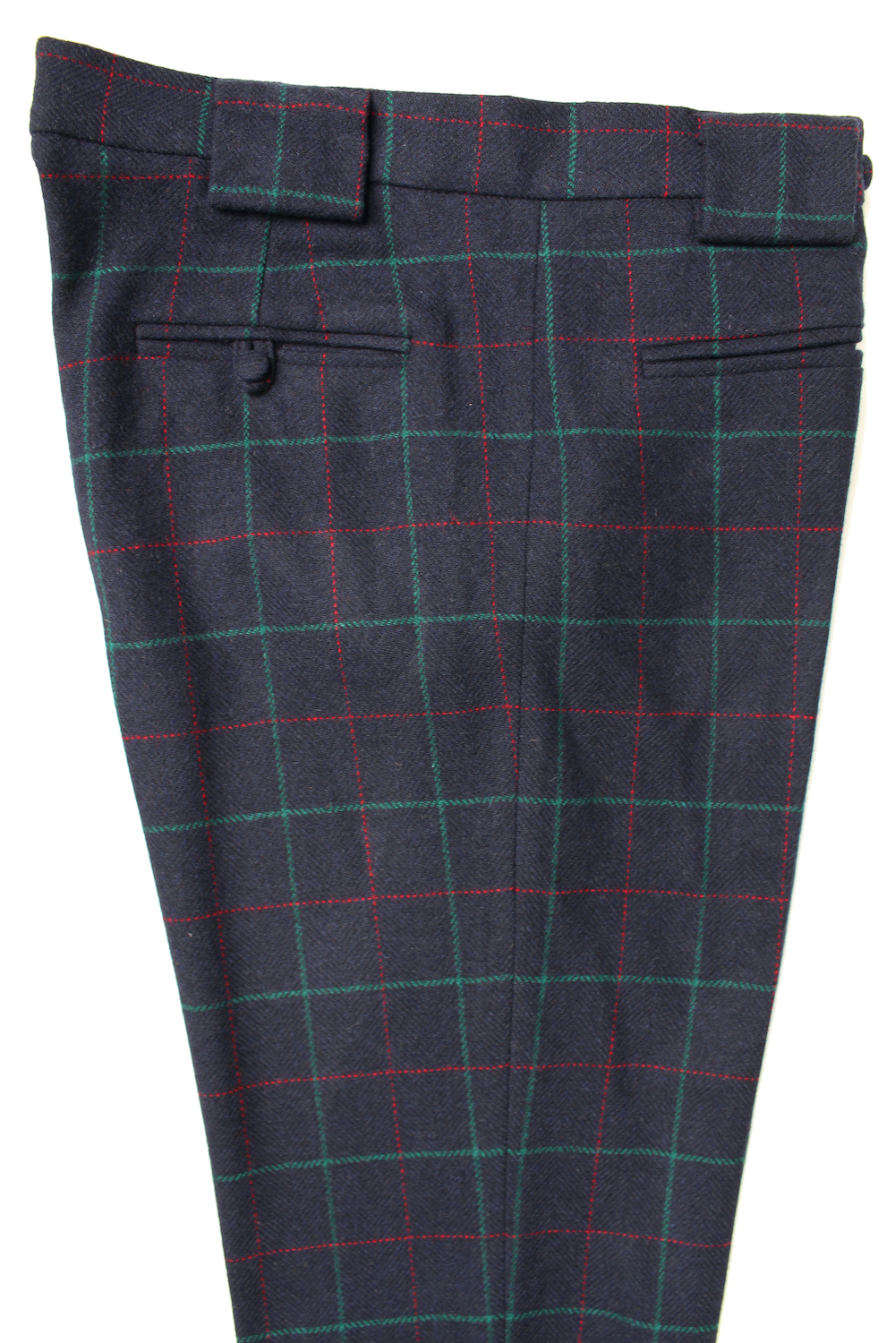 blue green check trousers