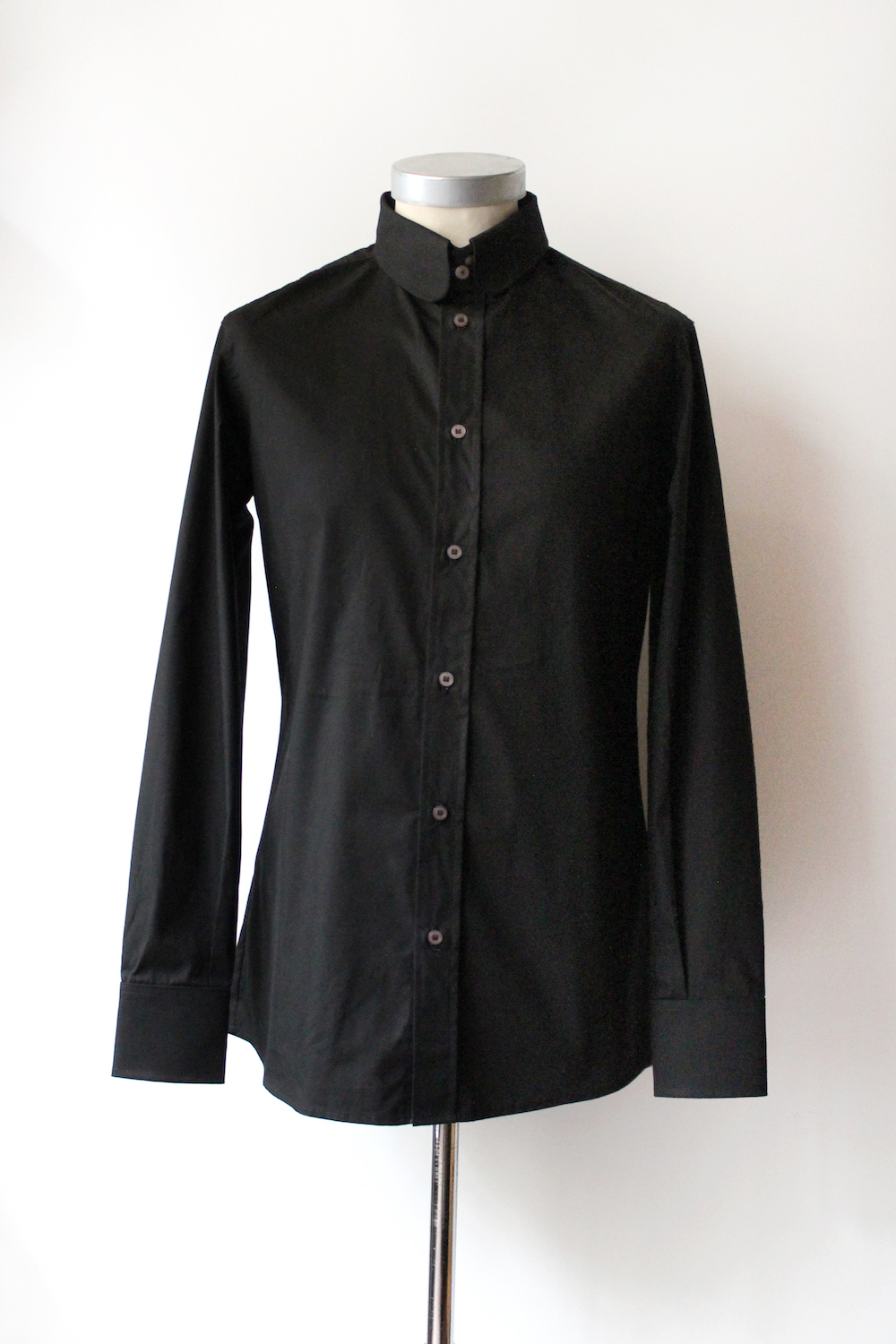 Black rounded tab collar shirt Mendoza Menswear