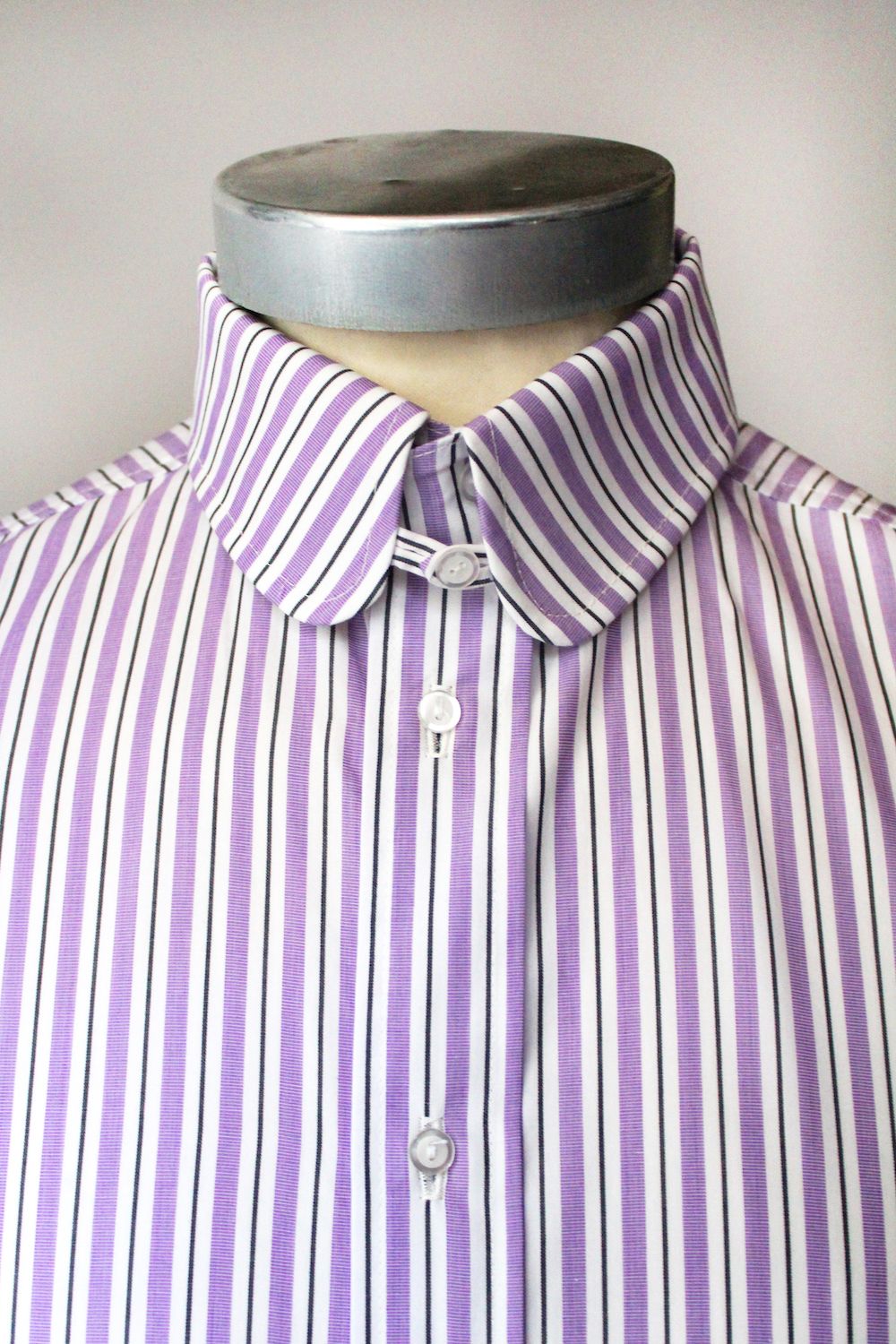 Purple multi stripe rounded tab collar shirt Mendoza Menswear