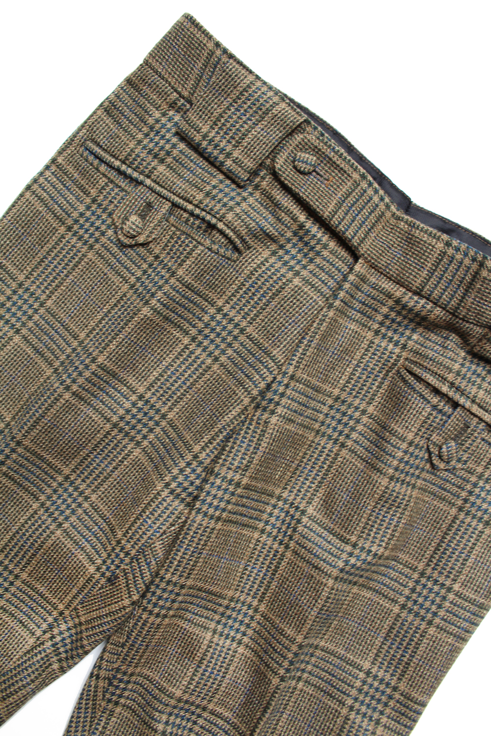 Beige w/ bottle green and blue check flap pocket trousers | Mendoza ...